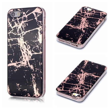For iPhone 5 & 5s & SE Plating Marble Pattern Soft TPU Protective Case(Black Gold)-garmade.com