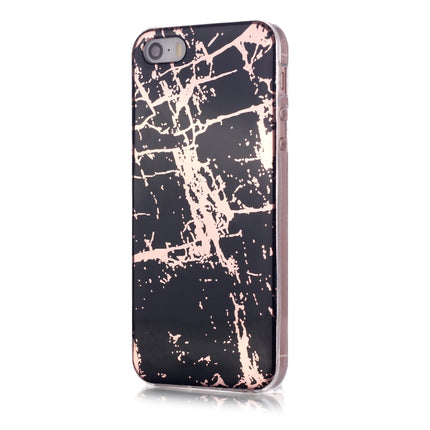 For iPhone 5 & 5s & SE Plating Marble Pattern Soft TPU Protective Case(Black Gold)-garmade.com
