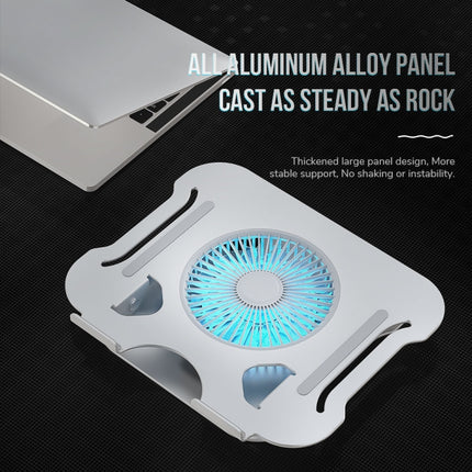 R-JUST BJ01-5 Laptop Foldable Lift Bracket with Fan(Silver)-garmade.com