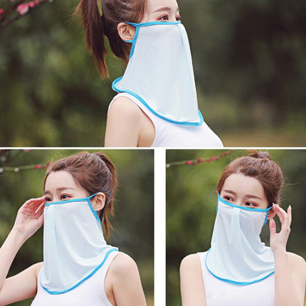 Summer Outdoor Ice Silk Sunshade Face Mask Sun-proof Equipment(Light Blue)-garmade.com