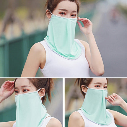 Summer Outdoor Ice Silk Sunshade Face Mask Sun-proof Equipment(Light Green)-garmade.com