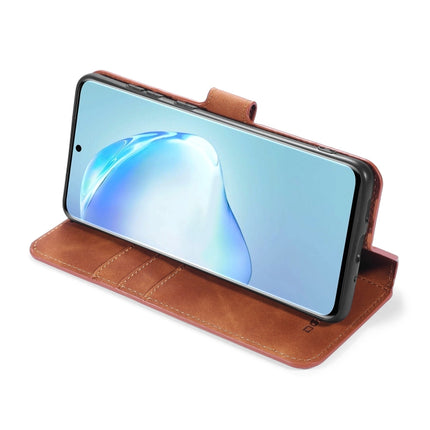 For Galaxy S20 DG.MING Retro Oil Side Horizontal Flip Case with Holder & Card Slots & Wallet(Brown)-garmade.com