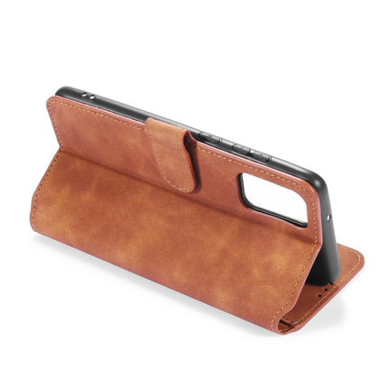 For Galaxy S20 DG.MING Retro Oil Side Horizontal Flip Case with Holder & Card Slots & Wallet(Brown)-garmade.com