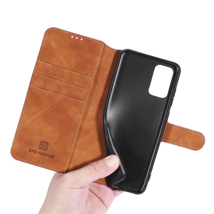 For Galaxy S20+ DG.MING Retro Oil Side Horizontal Flip Case with Holder & Card Slots & Wallet(Brown)-garmade.com