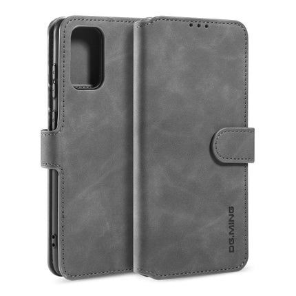 For Galaxy S20+ DG.MING Retro Oil Side Horizontal Flip Case with Holder & Card Slots & Wallet(Grey)-garmade.com