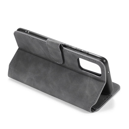 For Galaxy S20+ DG.MING Retro Oil Side Horizontal Flip Case with Holder & Card Slots & Wallet(Grey)-garmade.com