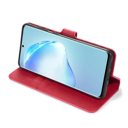 For Galaxy S20+ DG.MING Retro Oil Side Horizontal Flip Case with Holder & Card Slots & Wallet(Red)-garmade.com