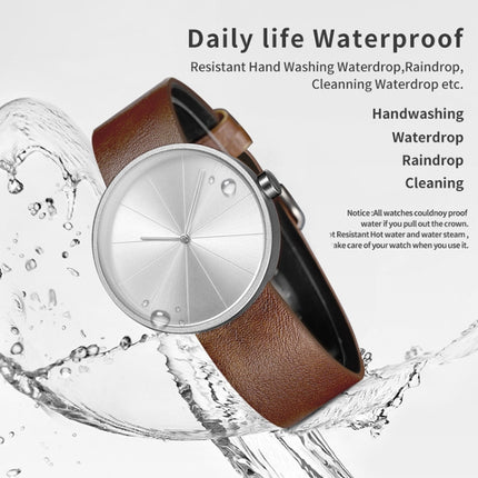 YAZOLE 520 Simple Dial Waterproof Quartz Movement Watch(Silver+Brown)-garmade.com