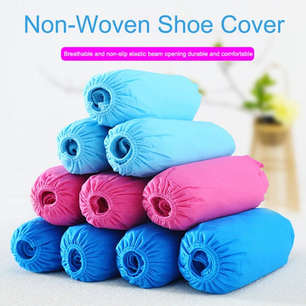 100 PCS 400g Disposable Shoe Covers For Kids Indoor Cleaning Floor Thicken Non-Woven Fabric Overshoes(Baby Blue)-garmade.com