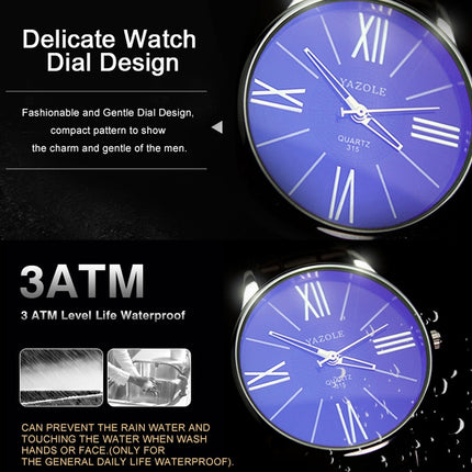 YAZOLE 315 Simple Large Dial Waterproof Sports Quartz Watch(Black+Brown)-garmade.com