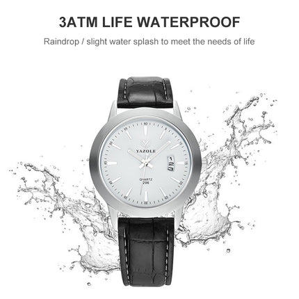 YAZOLE 296 Calendar Waterproof Luminous Quartz Watch(White+Black)-garmade.com