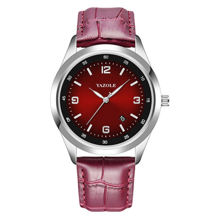 YAZOLE 552 Luminous Pointer Calendar Waterproof Quartz Watch(Number+Red)-garmade.com