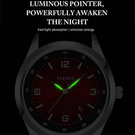YAZOLE 552 Luminous Pointer Calendar Waterproof Quartz Watch(Number+Blue+Black)-garmade.com