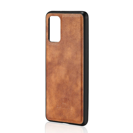 For Galaxy S20 DG.MING Crazy Horse Texture Flip Detachable Magnetic Leather Case with Holder & Card Slots & Wallet(Brown)-garmade.com
