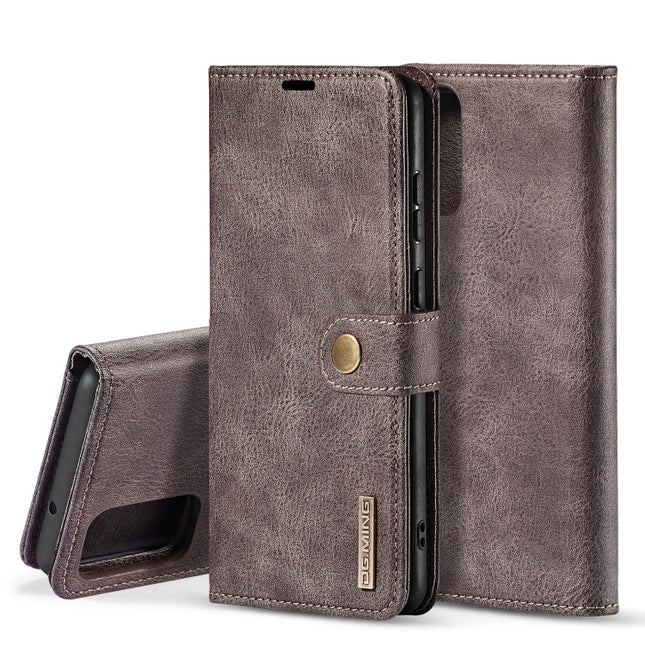 For Galaxy S20+ DG.MING Crazy Horse Texture Flip Detachable Magnetic Leather Case with Holder & Card Slots & Wallet(Grey)-garmade.com