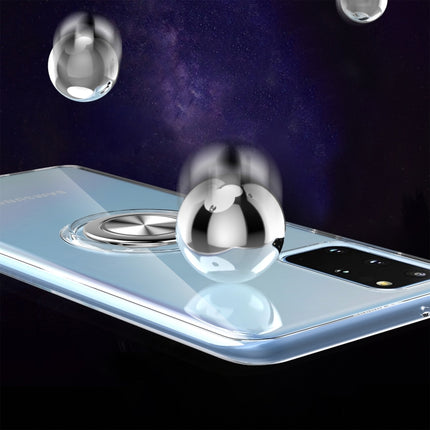 For Galaxy S20 Ultra-thin TPU Protective Case with 360 Degree Rotation Holder(Transparent)-garmade.com