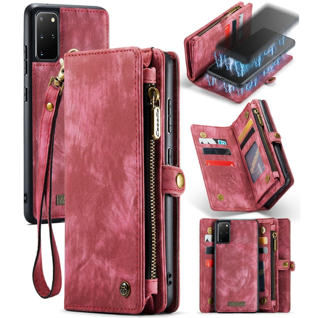For Galaxy S20 Ultra CaseMe Detachable Multifunctional Horizontal Flip Leather Case, with Card Slot & Holder & Zipper Wallet & Photo Frame(Red)-garmade.com