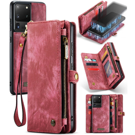 For Galaxy S20 Plus CaseMe Detachable Multifunctional Horizontal Flip Leather Case, with Card Slot & Holder & Zipper Wallet & Photo Frame(Red)-garmade.com