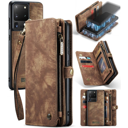 For Galaxy S20 Plus CaseMe Detachable Multifunctional Horizontal Flip Leather Case, with Card Slot & Holder & Zipper Wallet & Photo Frame(Brown)-garmade.com