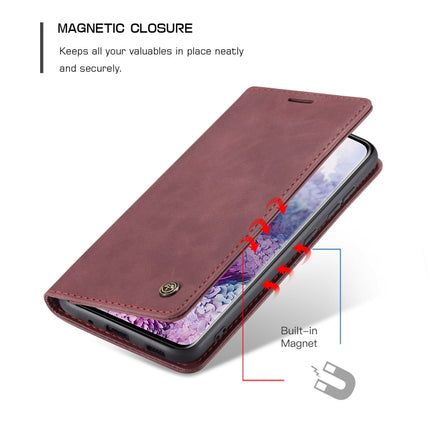 For Galaxy S20 CaseMe Multifunctional Horizontal Flip Leather Case, with Card Slot & Holder & Wallet(Wine Red)-garmade.com