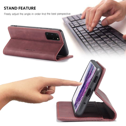 For Galaxy S20 Plus CaseMe Multifunctional Horizontal Flip Leather Case, with Card Slot & Holder & Wallet(Wine Red)-garmade.com