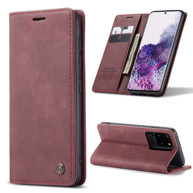For Galaxy S20 Ultra CaseMe Multifunctional Horizontal Flip Leather Case, with Card Slot & Holder & Wallet(Wine Red)-garmade.com