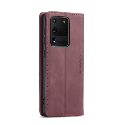 For Galaxy S20 Ultra CaseMe Multifunctional Horizontal Flip Leather Case, with Card Slot & Holder & Wallet(Wine Red)-garmade.com