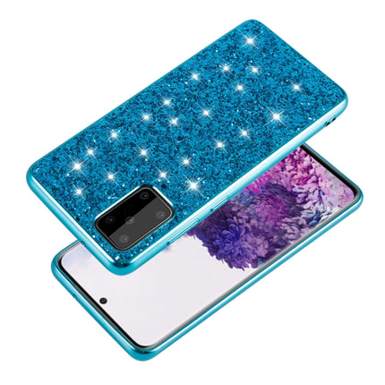 For Galaxy S20 Plating Glittery Powder Shockproof TPU Protective Case(Blue)-garmade.com