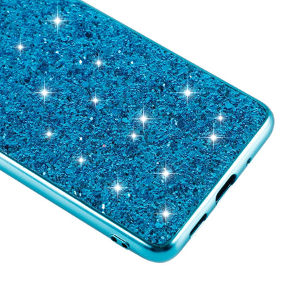 For Galaxy S20+ Plating Glittery Powder Shockproof TPU Protective Case(Blue)-garmade.com