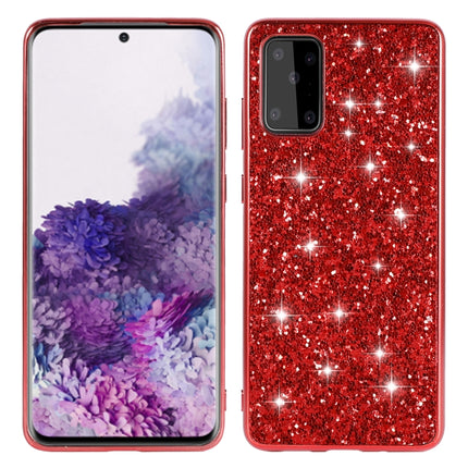 For Galaxy S20+ Plating Glittery Powder Shockproof TPU Protective Case(Red)-garmade.com