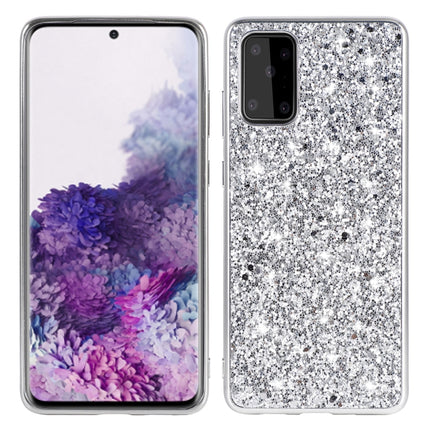 For Galaxy S20+ Plating Glittery Powder Shockproof TPU Protective Case(Silver)-garmade.com