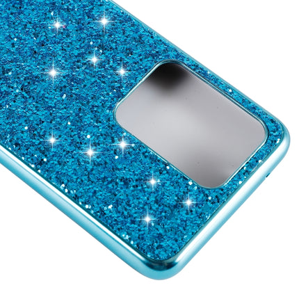 For Galaxy S20 Ultra Plating Glittery Powder Shockproof TPU Protective Case(Blue)-garmade.com