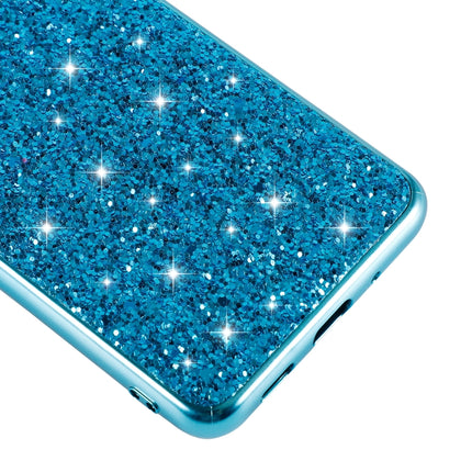 For Galaxy S20 Ultra Plating Glittery Powder Shockproof TPU Protective Case(Blue)-garmade.com