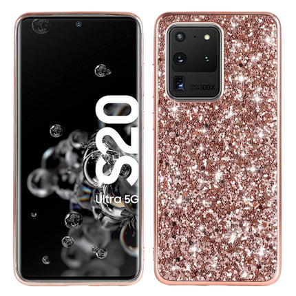 For Galaxy S20 Ultra Plating Glittery Powder Shockproof TPU Protective Case(Rose Gold)-garmade.com