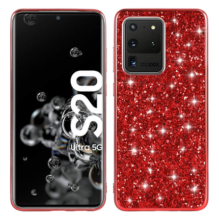 For Galaxy S20 Ultra Plating Glittery Powder Shockproof TPU Protective Case(Red)-garmade.com