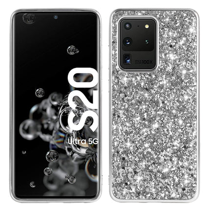 For Galaxy S20 Ultra Plating Glittery Powder Shockproof TPU Protective Case(Silver)-garmade.com