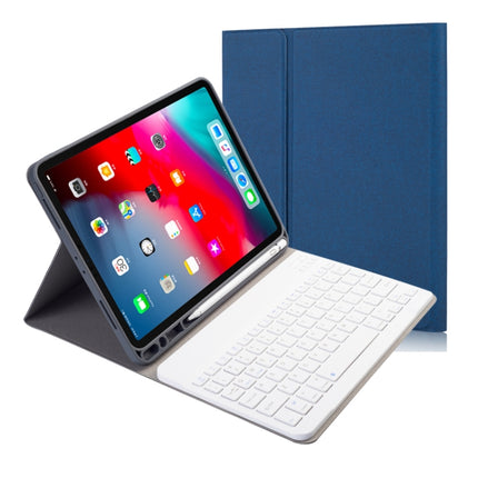 RK11 Cloth Texture Detachable Magnetic Bluetooth Keyboard Horizontal Flip Leather Tablet Case for iPad Pro 11 2020 / 2018 with Holder & Pen Slot(Blue)-garmade.com