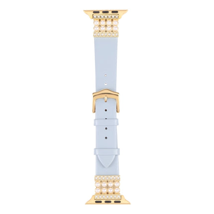 Pearl Diamond Leather Watch Band For Apple Watch Ultra 49mm&Watch Ultra 2 49mm / Series 9&8&7 45mm / SE 3&SE 2&6&SE&5&4 44mm / 3&2&1 42mm(White)-garmade.com