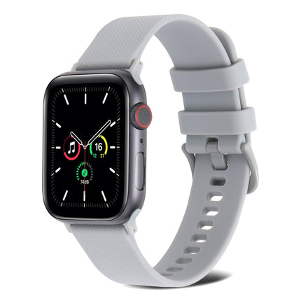 Plain Weave Silicone Watch Band For Apple Watch Series 9&8&7 41mm / SE 3&SE 2&6&SE&5&4 40mm / 3&2&1 38mm(Grey)-garmade.com