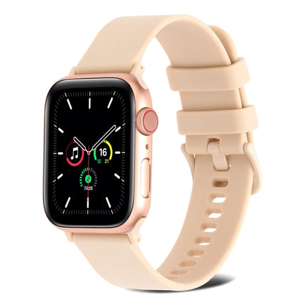 Plain Weave Silicone Watch Band For Apple Watch Ultra 49mm&Watch Ultra 2 49mm / Series 9&8&7 45mm / SE 3&SE 2&6&SE&5&4 44mm / 3&2&1 42mm(Starlight)-garmade.com