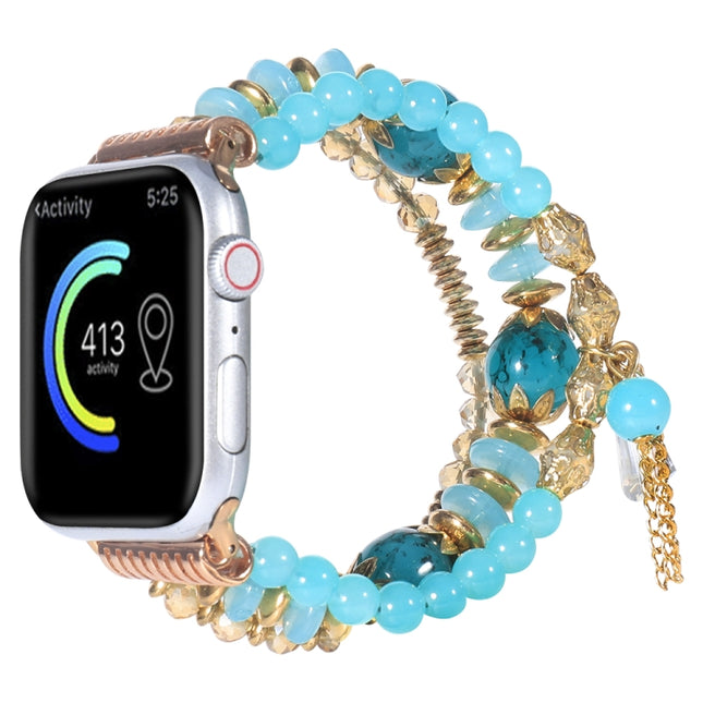 Chain Tassel Watch Band For Apple Watch Series 9&8&7 41mm / SE 3&SE 2&6&SE&5&4 40mm / 3&2&1 38mm(Lake Blue)-garmade.com