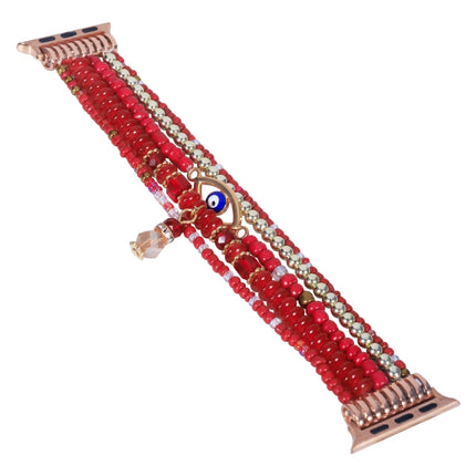 Eye Bead Chain Watch Band For Apple Watch Series 9&8&7 41mm / SE 3&SE 2&6&SE&5&4 40mm / 3&2&1 38mm(Red)-garmade.com