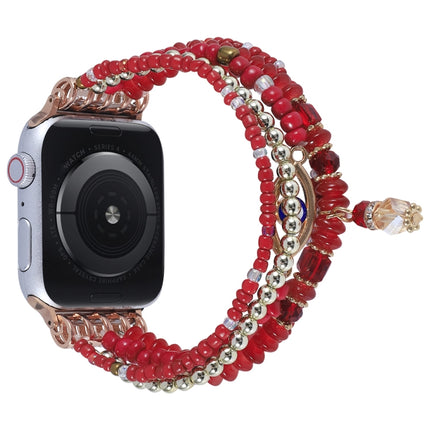 Eye Bead Chain Watch Band For Apple Watch Ultra 49mm&Watch Ultra 2 49mm / Series 9&8&7 45mm / SE 3&SE 2&6&SE&5&4 44mm / 3&2&1 42mm(Red)-garmade.com