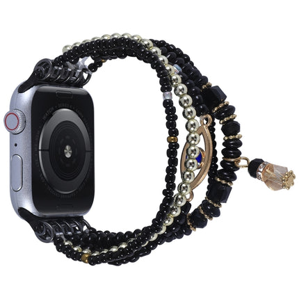 Eye Bead Chain Watch Band For Apple Watch Ultra 49mm&Watch Ultra 2 49mm / Series 9&8&7 45mm / SE 3&SE 2&6&SE&5&4 44mm / 3&2&1 42mm(Black)-garmade.com