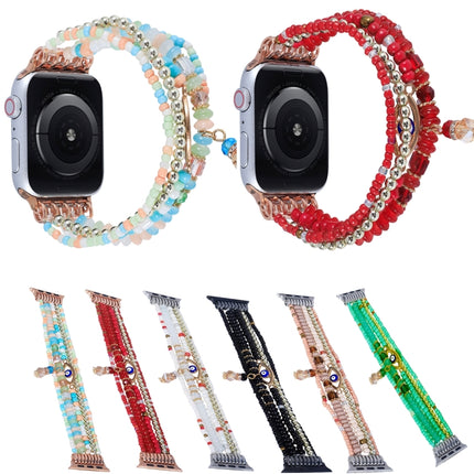 Eye Bead Chain Watch Band For Apple Watch Ultra 49mm&Watch Ultra 2 49mm / Series 9&8&7 45mm / SE 3&SE 2&6&SE&5&4 44mm / 3&2&1 42mm(Red)-garmade.com