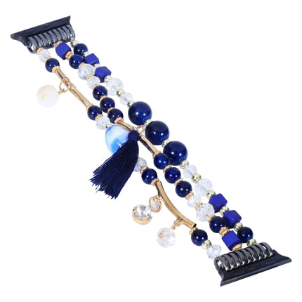 Round Bead Chain Watch Band For Apple Watch Series 9&8&7 41mm / SE 3&SE 2&6&SE&5&4 40mm / 3&2&1 38mm(Blue)-garmade.com