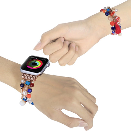 Round Bead Chain Watch Band For Apple Watch Series 9&8&7 41mm / SE 3&SE 2&6&SE&5&4 40mm / 3&2&1 38mm(Colorful)-garmade.com
