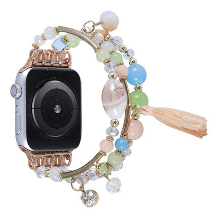 Round Bead Chain Watch Band For Apple Watch Ultra 49mm&Watch Ultra 2 49mm / Series 9&8&7 45mm / SE 3&SE 2&6&SE&5&4 44mm / 3&2&1 42mm(Pink)-garmade.com