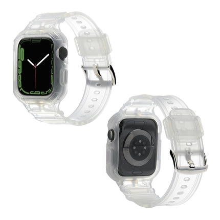 Integrated TPU Watch Band For Apple Watch Series 9&8&7 41mm / SE 3&SE 2&6&SE&5&4 40mm / 3&2&1 38mm(Frosted Transparent)-garmade.com
