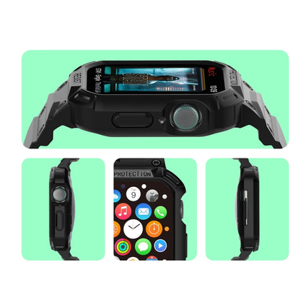 Integrated TPU Watch Band For Apple Watch Series 8&7 45mm / SE 2&6&SE&5&4 44mm / 3&2&1 42mm(Black)-garmade.com